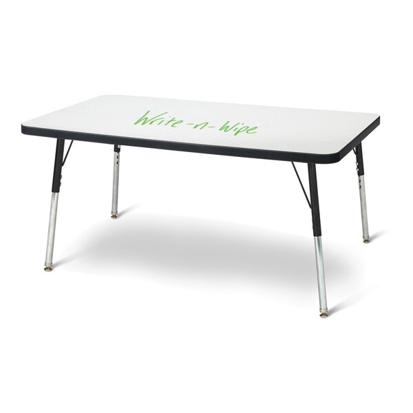 Berries Rectangle Dry Erase Table, 24 in. x 36 in., A-height, Write-n-Wipe/Black/Black